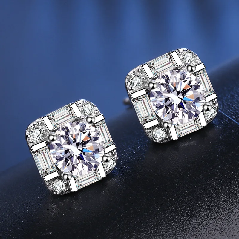 0.5CT Diamond Test Passed Moissanite Rhodium Plated 925 Silver D Color Moissanite Earrings Jewelry Wedding Girlfriend Gift