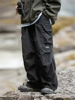 Men's Spring and Autumn New Waterproof Hip Hop Mountaineering Pants Casual Harajuku Work Pants Black Cargo Outwear Pants 5