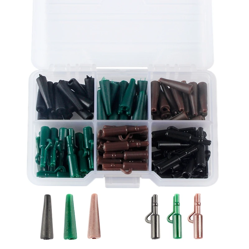 

120Pcs Carp Fishing Tackle Kit, Clip Tail Cone Rolling Swivel With Assortment Box Fishing Accessories