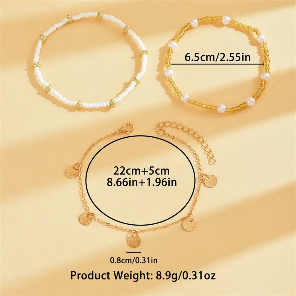 Boho Metal Round Disk Pendant Anklets For Women Gold Color Multilayer Foot Chain Ankle Bracelet Beach Jewelry Summer Accessories