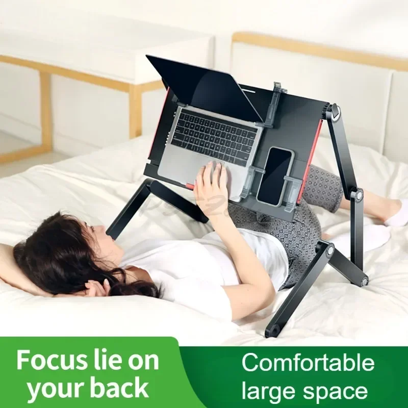 OMAX Folding Table Extended and Raised Laptop Desk Portable Bed Lazy Person Stand Learning Workbench