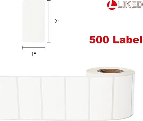 L LIKED 500 Stickers 1" x 2" White Dissolvable Food Labels for Containers -500 Labels/Roll