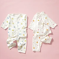 Vêtements pour bébés de 0 à 3 mois, sous-vêtements de maison pour nouveau-né, dessin animé, boutons en coton, vêtements pour bébés filles et garçons, haut à manches longues + pantalon Long 4