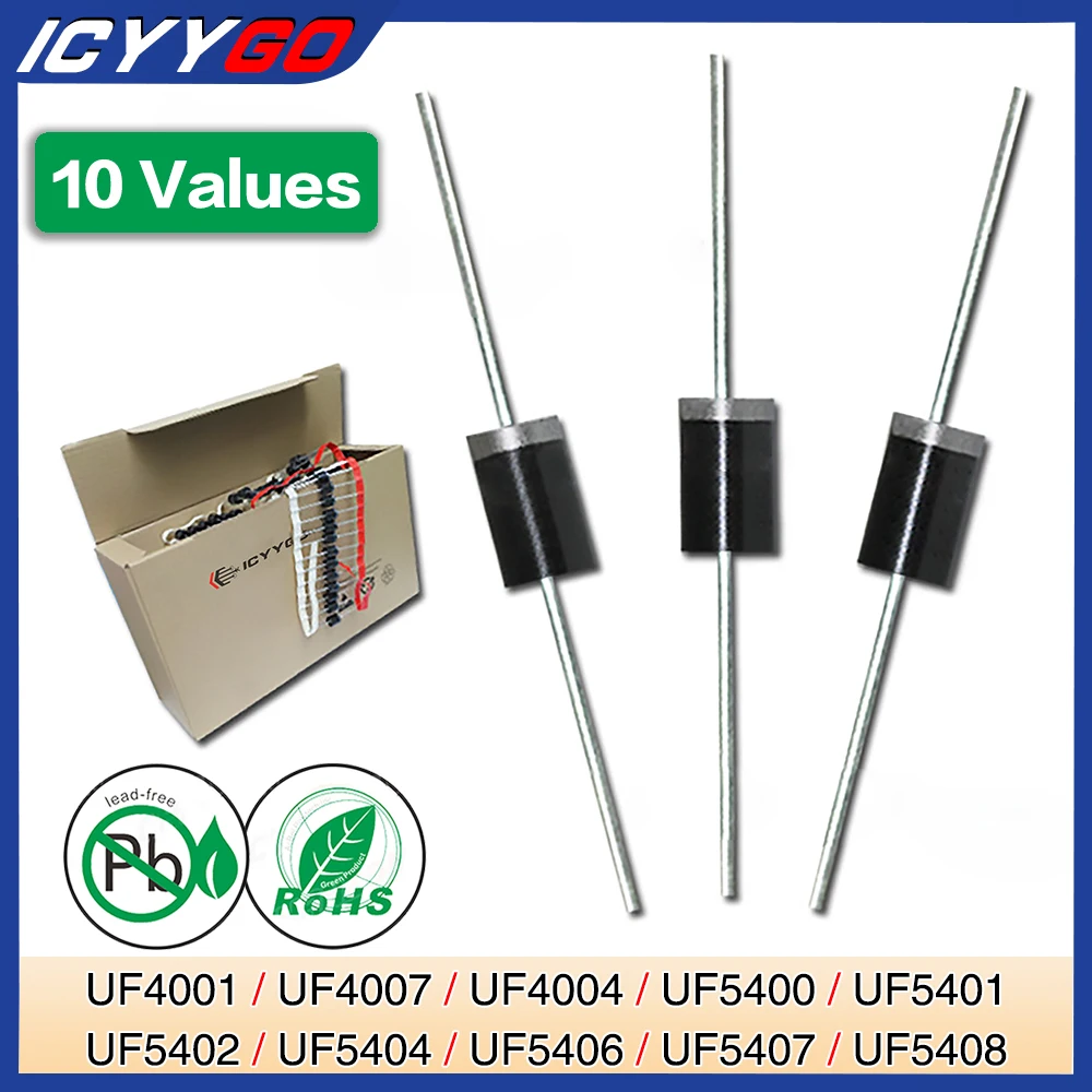 Diodo Raddrizzatore Ad Alta Velocità Di Recupero Uf4001 Uf4004 Uf4005 Uf4007 Uf5401 Uf5406 Uf5402 Uf5404 Uf5408 Do-41 Do-201Ad Assiale