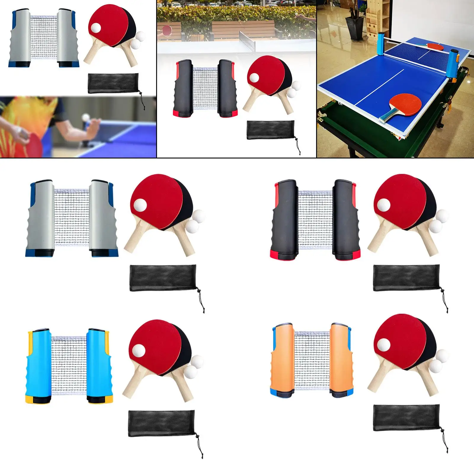 Table Tennis Paddles Set with Portable Net table tennis equipment table tennis set for Home and Travel