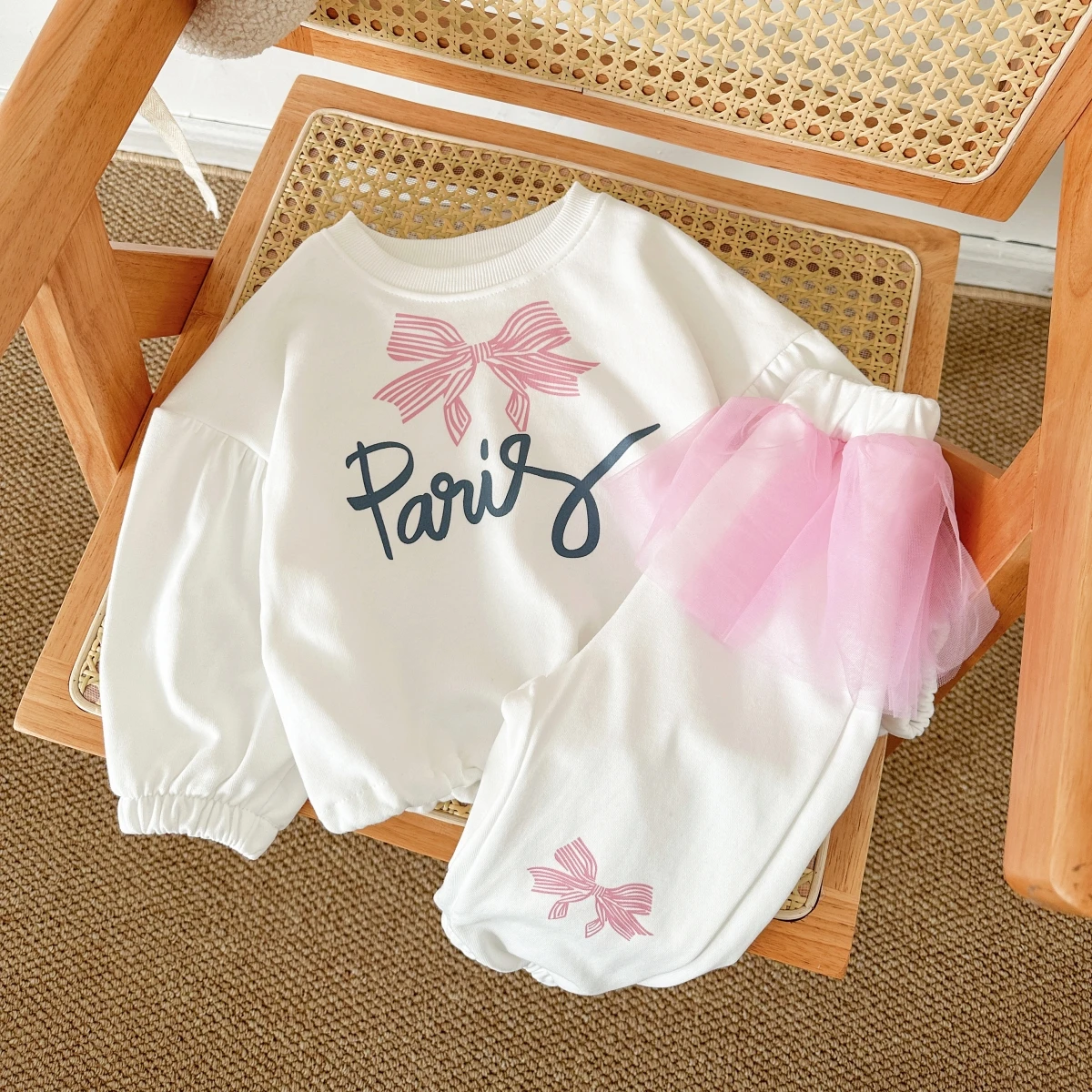 

Newborn Baby Girls Clothes Set Children Lace Butterfly Festival Pullover Sweet Sweater Top+Pant Suit Letter Outfit 2PCS