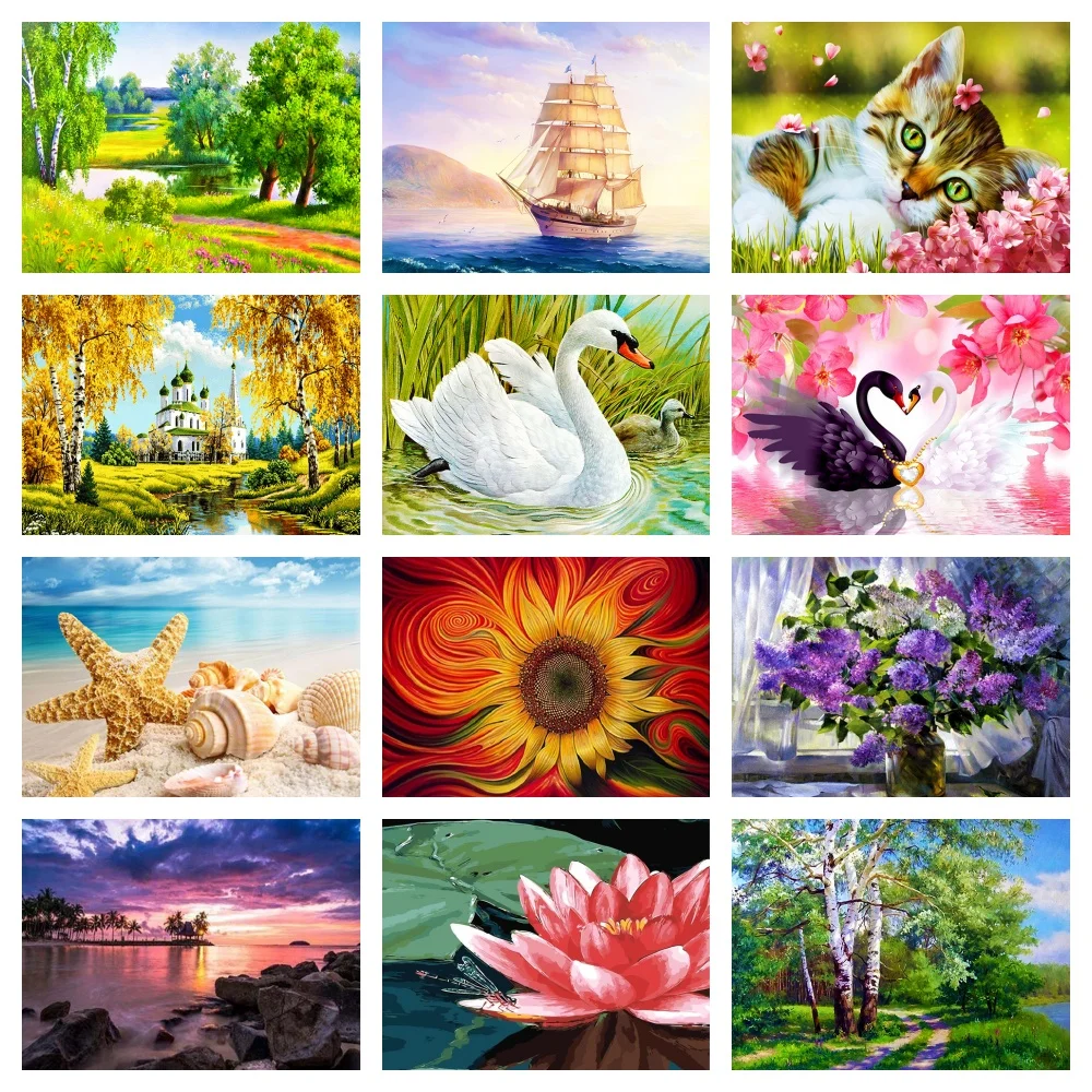 

Алмазная живопись, животные, пейзаж, цветок, парусная лодка, вышивка крестиком, круглая вышивка, лебедь, мозаика, искусство, картина для декора