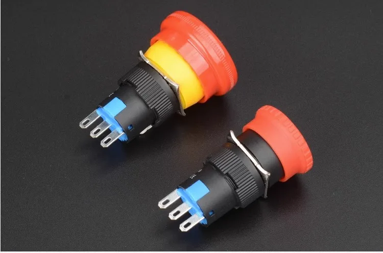 16mm Mounting Holes Latching Emergency Stop Push Button Switch Big/Small head YJ-LA16-11ZS-A