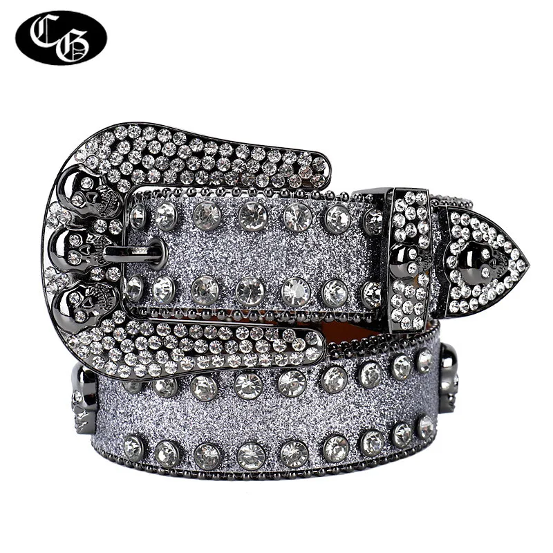 Punk Luxury Strap Diamond Belt Western Crystal Studded Belt Cowgirl Cowboy Rhinestone Belts For Women Men Jean Cinto De Strass