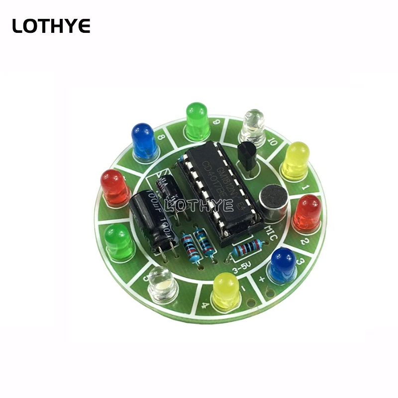 Led Digital Clock Diy Kit Led Heart Lamp Diy Kit CD4017 Colorful Voice Activated Rotating LED Light Kit DIY Electronic Kit Parts Soldering Kit Electronic Training Fun Welding