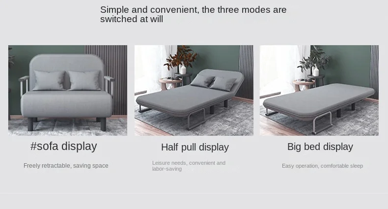 Sofá cama plegable Simple gris para apartamento, cama pequeña familiar,  silla reclinable Simple, muebles de cama individual - AliExpress