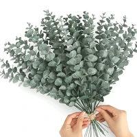 10/36PCS Artificial Eucalyptus Stems Green Leaves Eucalyptus Branches Flower Bouquet Wedding Christmas Decoration Fake Plant 6
