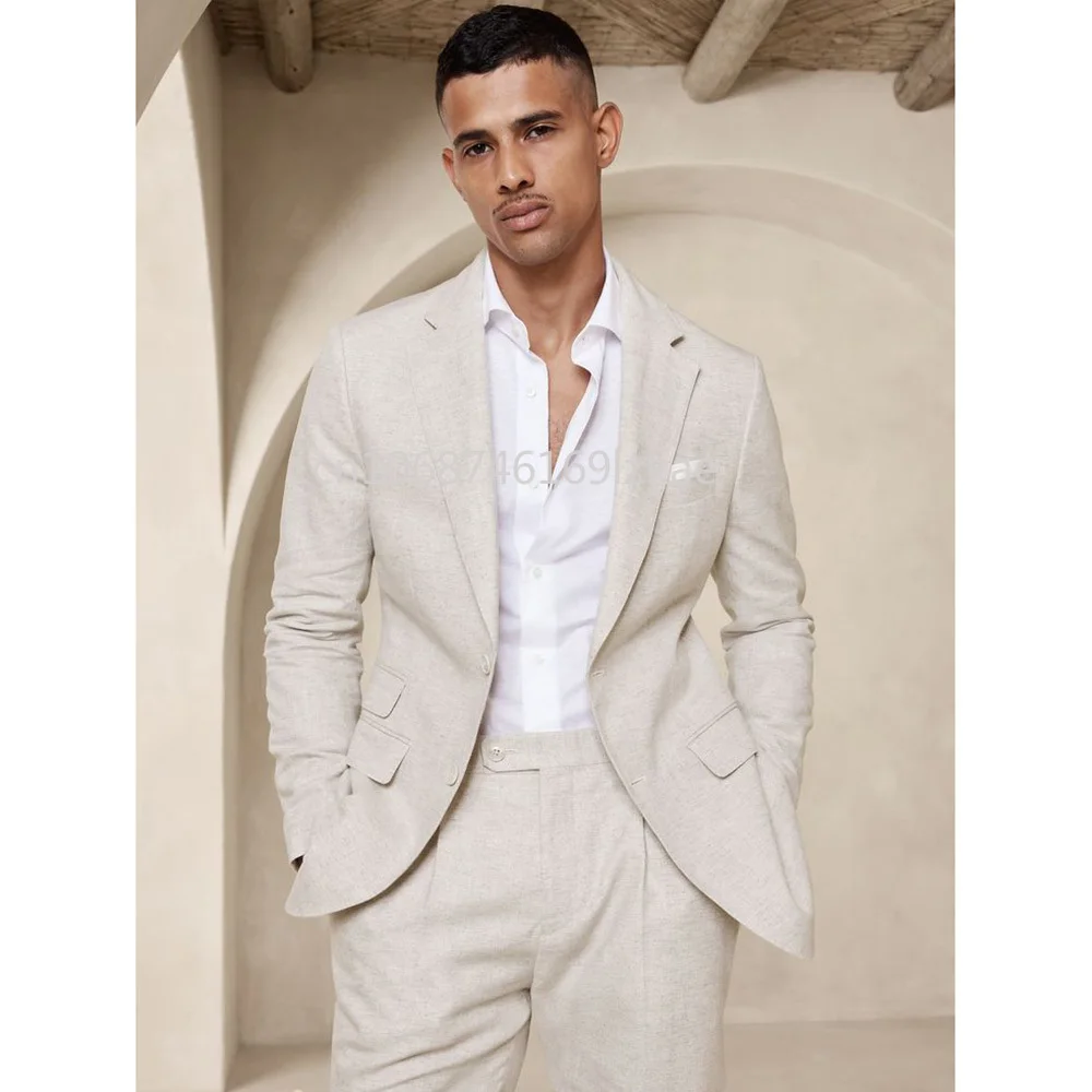 Traje Lino Hombre Botong Piezas Blazer Y Pantalón Para Boda