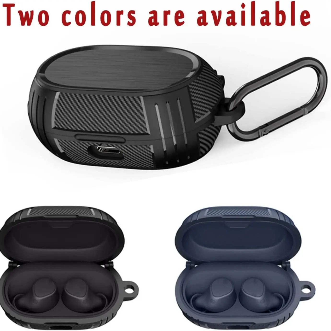 Custodia Per Jabra Elite 7 Pro/Elite 7 Active Case/Elite 75T Custodia Per Uomo Con Portachiavi Moschettone Armatura Robusta Custodia Protettiva In Tpu