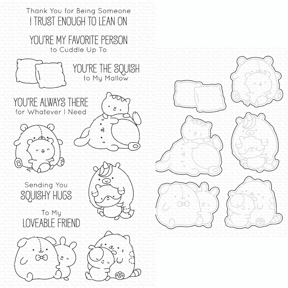 

Squish Friends Animals Hugs Clear Stamps Cutting Dies Scrapbooking for December 2023 New Paper Making Frame Card