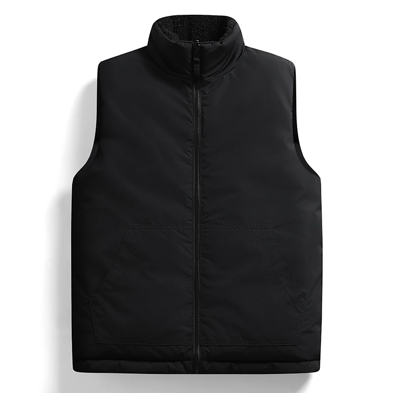 Autumn Winter Youth New Thickened And Warm Double-Sided Vest For Men'S Casual And Fashion Versatile Sleeveless Waistcoat Coat