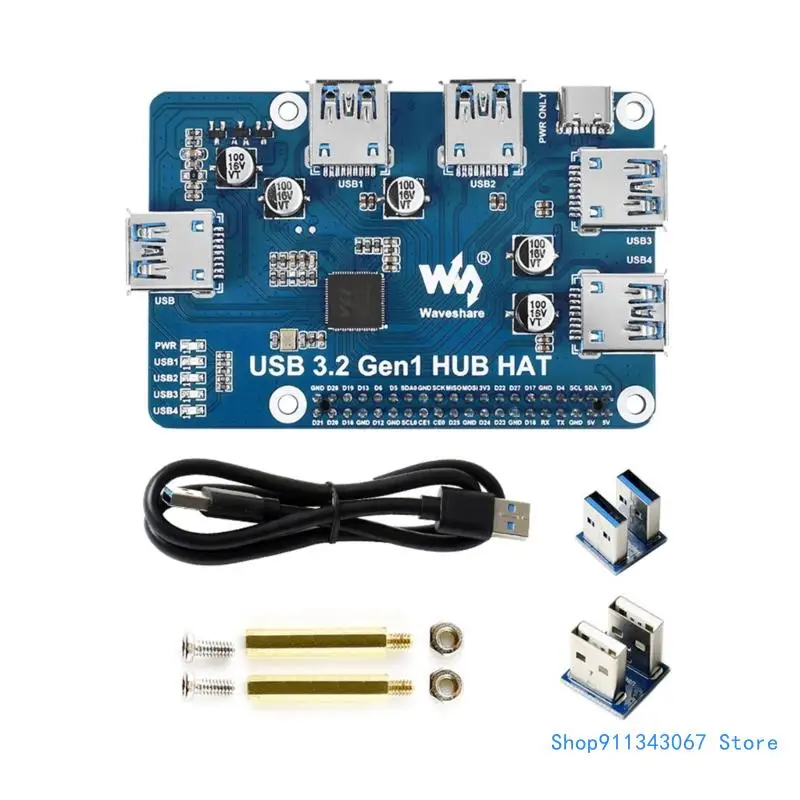 

4-Port for Raspberry USB 3.2 Gen1 HUB HAT for Raspberry 4B 3B+ 3B 2B B+ A+ 4 USB Ports for Drop shipping