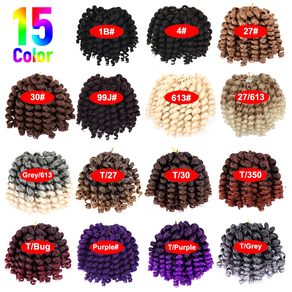 SAMBRAID Synthetic 8 Inch 22 Strands Jumpy Wand Curls Crochet Hair Jamaican Bounce Crochet Hair Curly Crochet Braids Hair