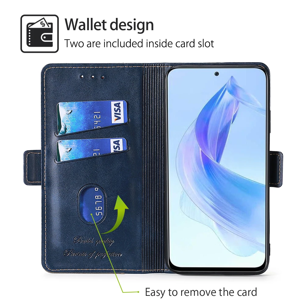 Elegant Leather Wallet Book Case with Magnetic Flip and Card Slots