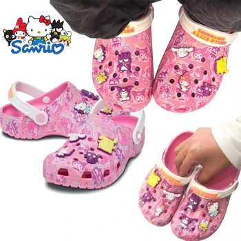 New Sandals Children Kuromi Sanrio Hello Kitty Kids Melody Cinnamoroll Crocs Cute Girls Slippers Non-Slip Beach Shoes Kid Gift 1