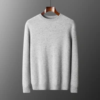 100% Cashmere Men's Sweater Autumn/Winter New 7 needles Thickened Round Neck Knitted Pullover Bottom Shirt Long Sleeve Menswear 1