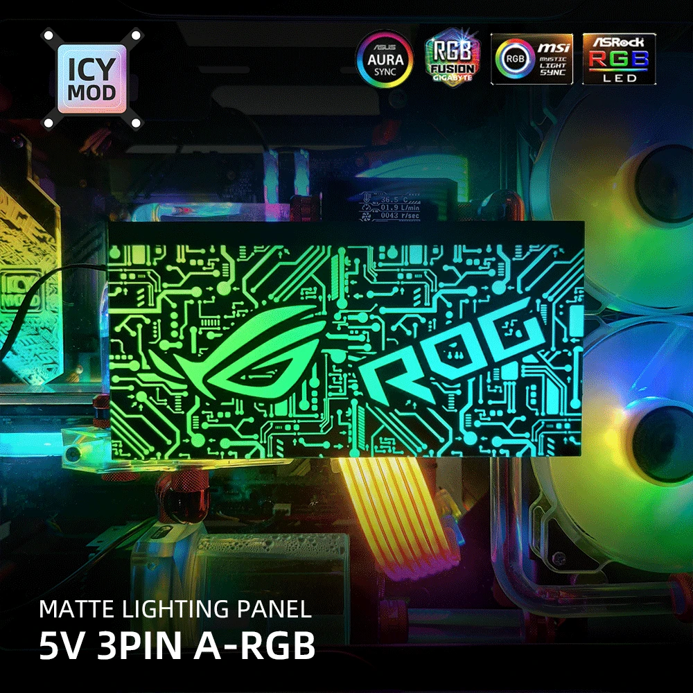 Personalizável Matte Painel de Iluminação Fosco Pintura Sudário Argb Gpu Backplate Faça Você Mesmo pc Case Placa Mod Aura Sync Carbinet Capa 5v - Imagem 2