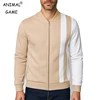 Mens Lightweight Jacket Casual Bomber Jacket Color Block Varsity Coat Autumn Stand Collar Sweatshirts Outdoor Slim Sportswear