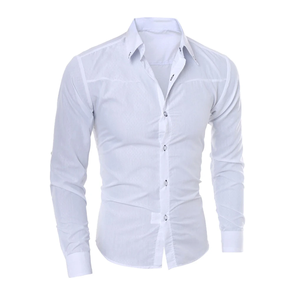 

Mens Causal Long Sleeve Button Down Dress Shirt Business Formal Party Slim Shirts Tops Muscle Shirts Solid Men Clothing