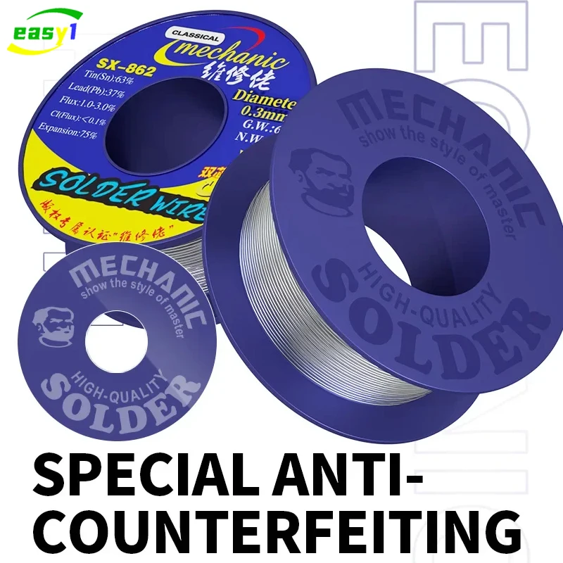 Soldering Wire MECHANIC Rosin Core Flux SX-862 183℃ Melting Point 0.3-1.8mm 60g Double High Purity Environmental Tin