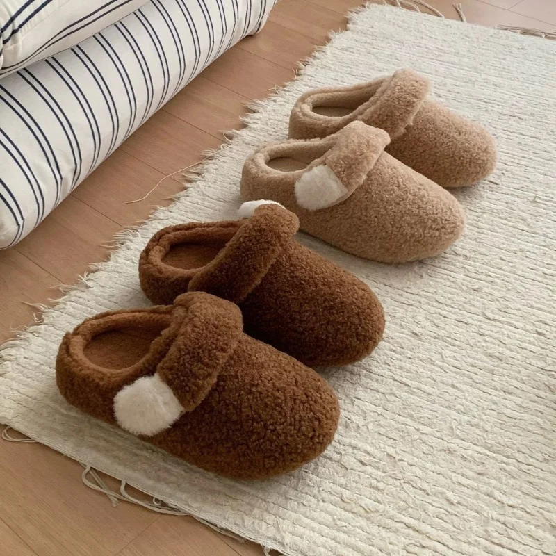 Adorable Cat Paw Home Cotton Slippers Women Winter Japanese Minimalist Warmth Non-Slip Outdoor Wearable Fur Shoes Soft 5