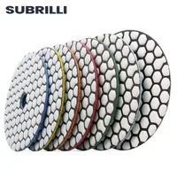 SUBRILLI 7pcs 4inch Diamond Dry Polishing Pad 100mm Flexible Diamond Sanding Wheel For Granite Marble Stone Concrete