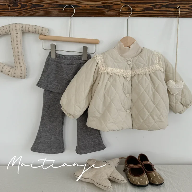 Girls Coat Winter Childrens Clothing Korean Style Baby Girls Fashion Cotton Quilted Quilted Coat Casual Simple Daily
