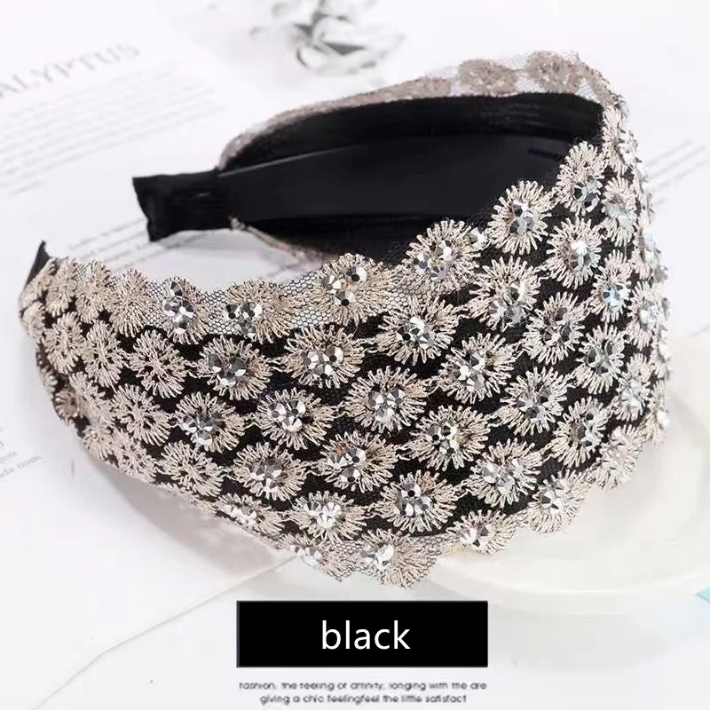 

4 Colors Non-slip Winding Rhinestone Headband Wide Hairbands For Women Crystal Hairband Hair Band Party Hair Accessori For Girl