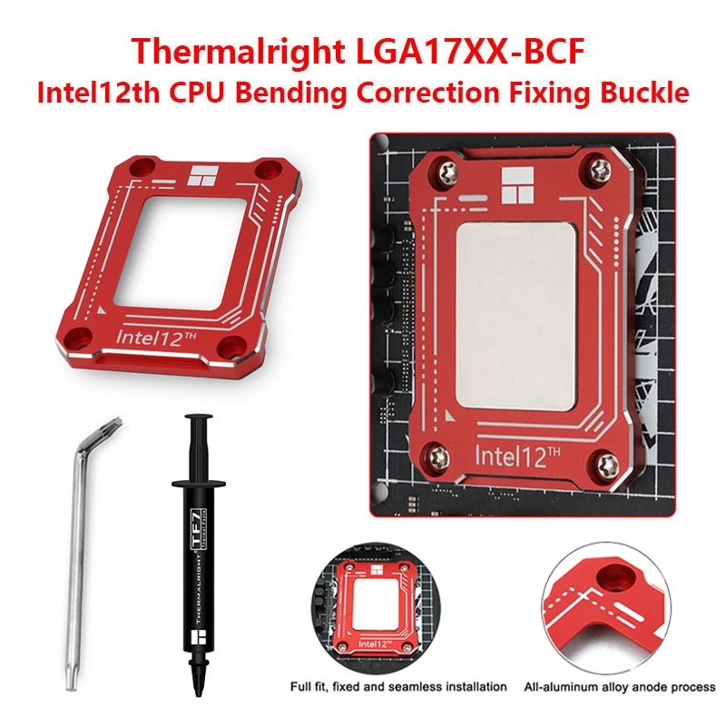 Thermalright LGA17XX-BCF Boucle de fixation de correction de flexion du processeur Intel12 génération LGA1700/1800 Buckle Fix Substitut CNC Alliage d'aluminium avec graisse thermique TF7