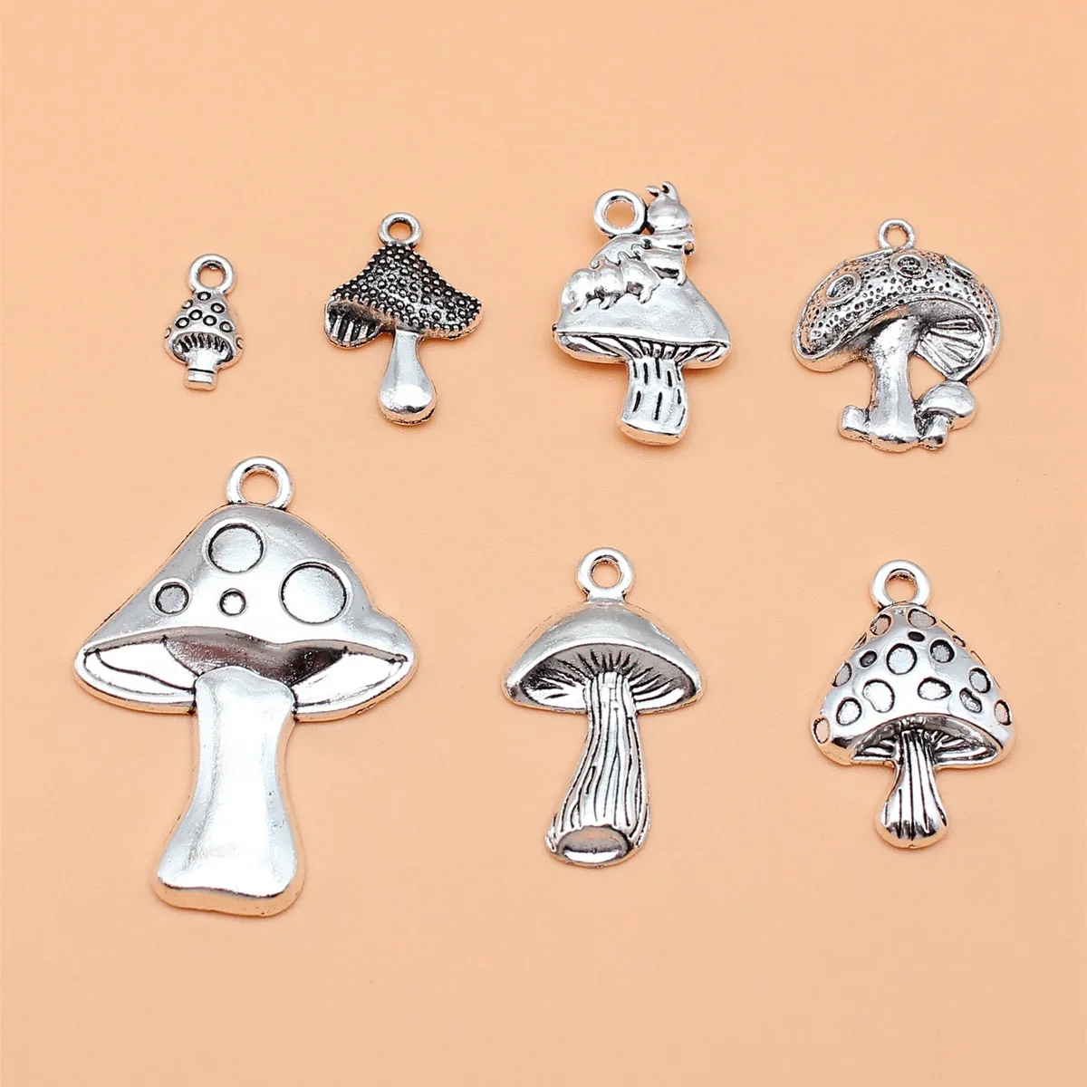 Vintageparts - Ciondolo a forma di fungo in argento, 20 pezzi, per