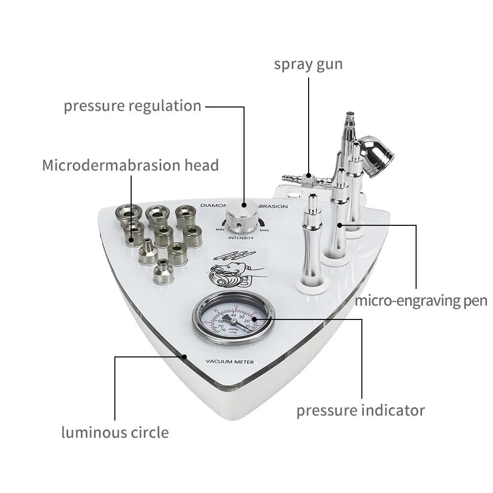 Microdermabrasion Machine Diamond Tip Water Spray Exfoliation Wrinkle Beauty Skin cleaning Tool Suction Black head Device blackhead remover