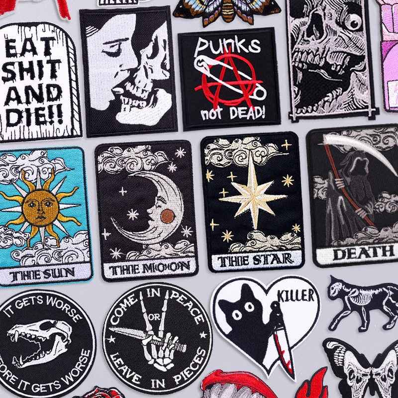 Description Picture 4 of itemHorror Patch Punk Skull Embroidery Patch Iron On Patches For Clothing Thermoadhesive Patches On Clothes Sewing/Fusible Applique