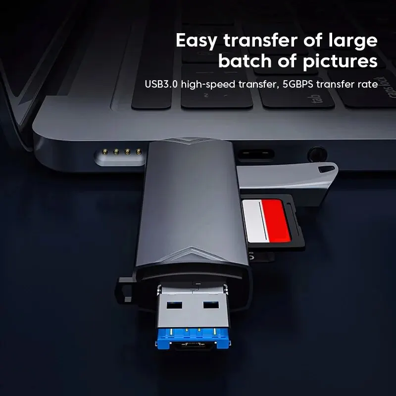 Versatile 6-in-1 USB 3.0 Card Reader & Flash Drive Adapter