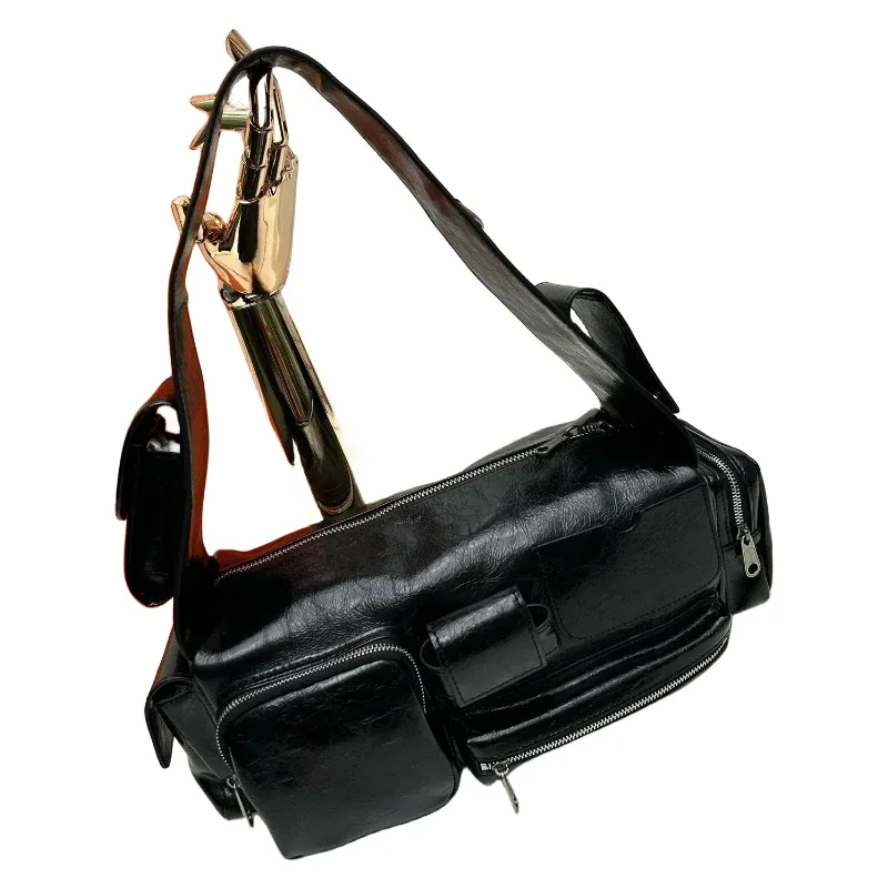 

Women Black Calf Leather Underarm Bag Handbag Fashion Crossbody Bag