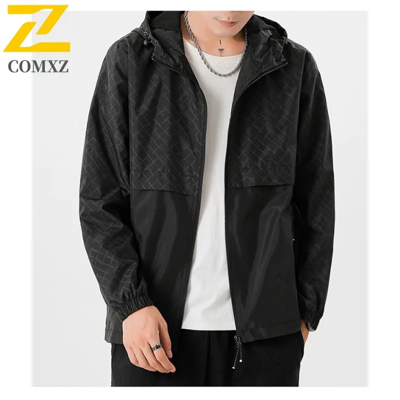 EiAO Men's Trendy Windbreaker Autumn Waterproof Windproof Lightweight Jacket for Hiking Camping Fishing Casual Outdoor Coat