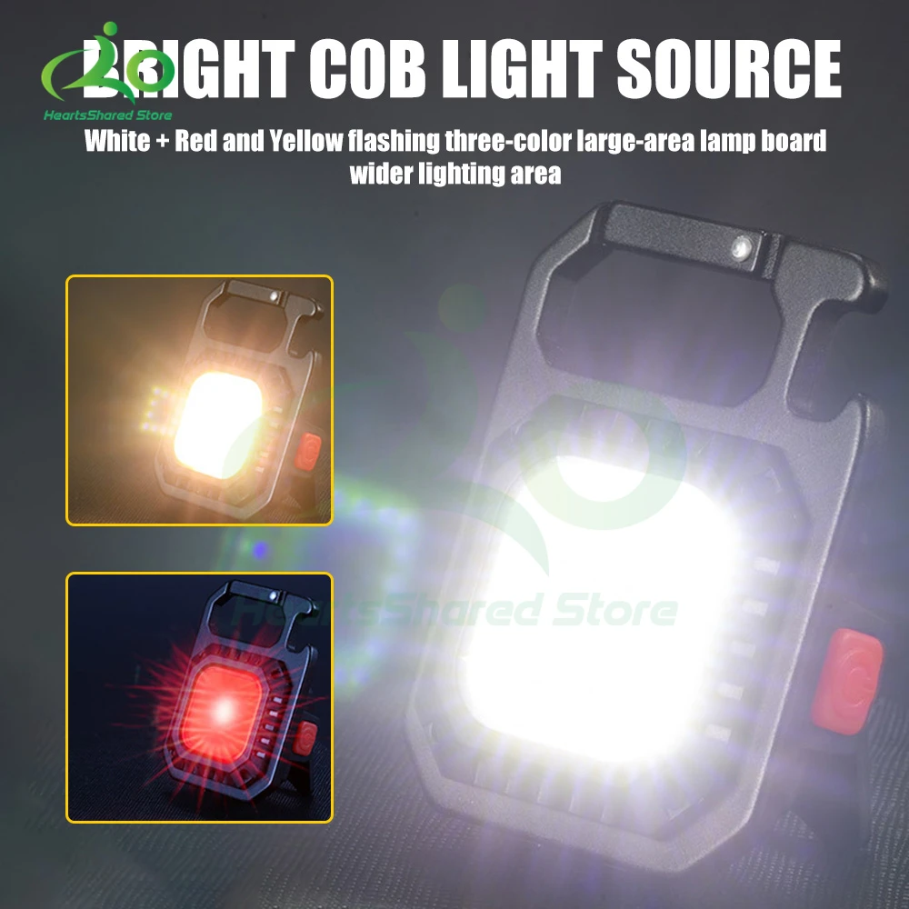 

Multifunctional Mini Glare COB Keychain Light USB Charging Emergency Lamps Strong Magnetic Repair Work Outdoor Camping Light