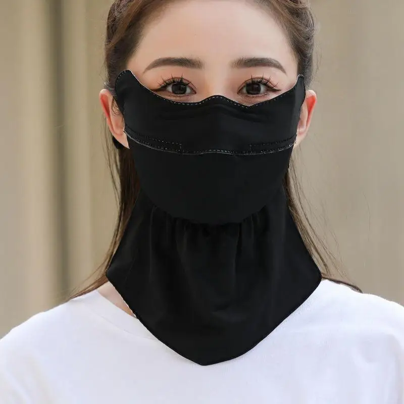 Ice Silk Mask Face Cover for Women Anti-UV Quick Drying Breathable Sunscreen Mask Bandana Hanging Ear Scarf