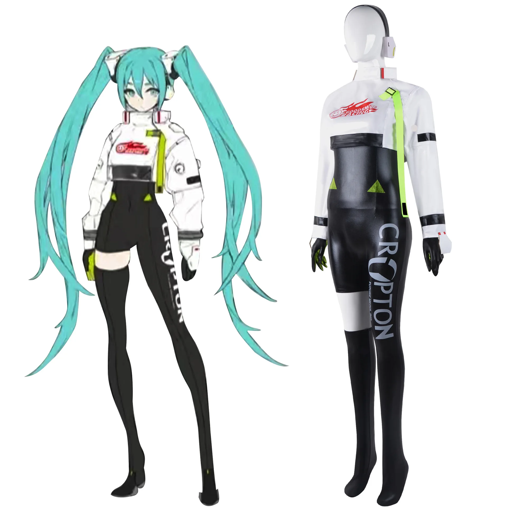 Racing MIKU Cosplay Costume GT Project Miku Race Girl Cosplay Racing Suits Miku Costume and Cosplay Wig