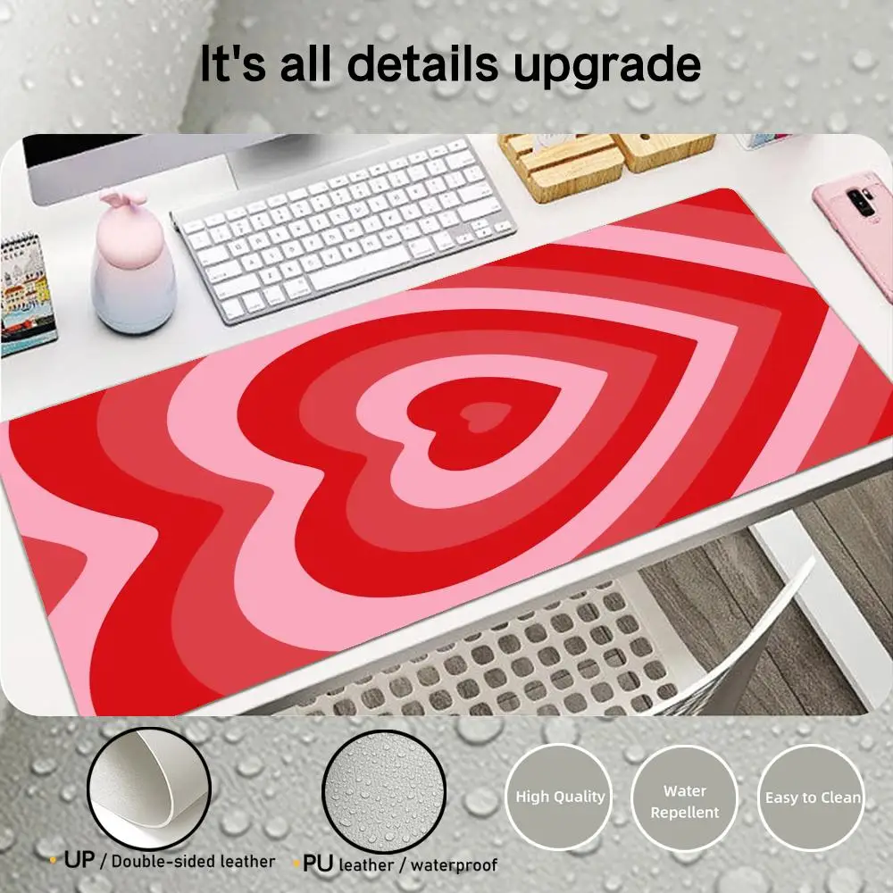 

Pink purple color Love Coffee Heart Large Mouse Pad Gaming Waterproof Non-slip PU Leather Suede Desk Mat Computer Keyboard Table