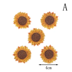 Sunflower Embroidered Patch Set - DIY Craft and Clothing Appliques (5 Pieces) (A)