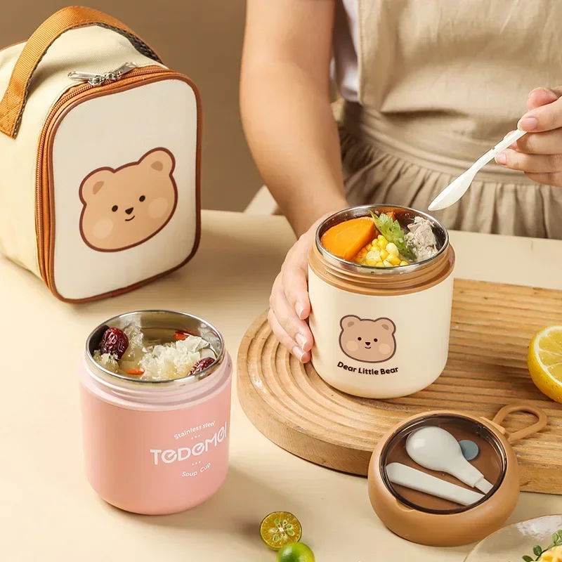 530ml Portable Lunch Box Multifunction Oatmeal Cup Food Thermal Jar Cereal Nut Yogurt Mug Snack Cup with Lid Spoon Soup Cup