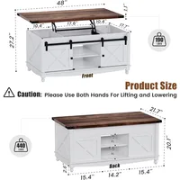 48" Coffee Table Farmhouse Lift Top Table with Lifting Top Storage Coffee Table 2