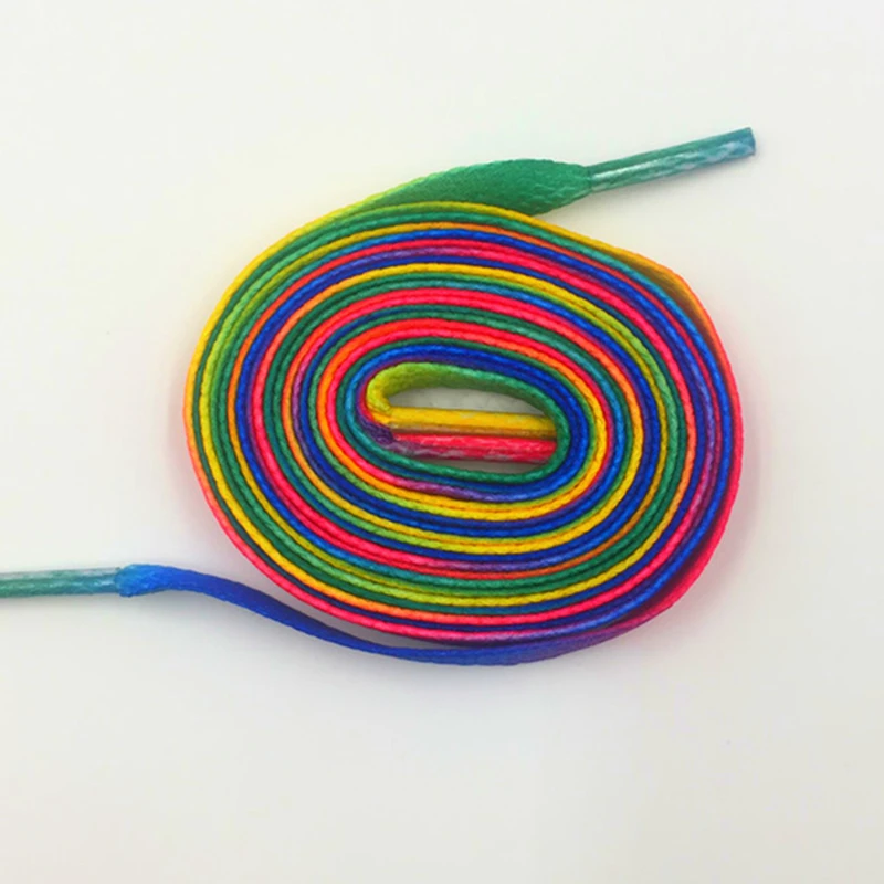 Weiou 8MM 30 Pairs Wholesale Rainbow Boots Canvas String Heat Transfer Polyester Printing Cord Top Accessory Luxury Unisex Lace
