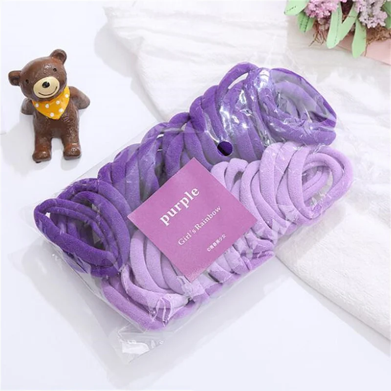 50pcs Black Elastic Hair Band Leagues Ties Colets Scrunchies Springs Gum Accessory For Girl Women No Damage Pigtails Holder Set