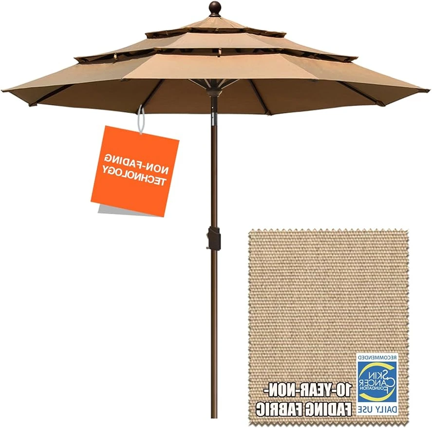 

EliteShade USA Non-fading Sun Umbrella 9 ft 3 level Market Umbrella Terrace Outdoor table umbrella with ventilation